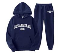 Mens Big and Tall Tracksuit Set Full Zip Hooded Jacket Jogging Tops Bottoms Sweatshirt Suit with Pockets Loungewear for Travel Long Sleeve Crew Neck Sweat with Jogger Bottoms Xmas (Navy, XXXL)