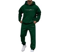 Mens Big and Tall Tracksuit Set Full Zip Hooded Top Joggers Trousers Casual Fleece Gym Suit Jacket with Pockets Lounge Wear Set 2 Piece Casual Sweat Suits Holiday Clothes (Dark Green, XXL)