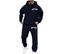 Mens Big and Tall Tracksuit Set Long Sleeve Beach V-Neck Button Down Shirts Summer Vacation Loose Yoga Pant with Pockets Track Suit Running Jacket and Joggers Christmas (Navy, S)