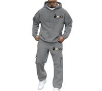 Mens Big and Tall Tracksuit Set Plain Athletic Tracksuit Hoodie with Joggers Sweatpants Casual Sports Activewear Set Adults Jogging Suit Lapel Activewear Sweatsuits Xmas (Light Gray, XXL)