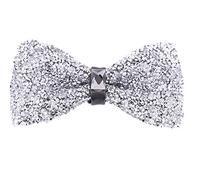 Men's Big Boy Sparkle Rhinestone Bow Tie Novelty Banquet Wedding Pre-Tied Bowtie, Silver, One size