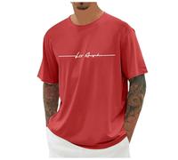 Men's Big Size T Shirt Short Sleeve T Shirts Round Neck Printed Letters Pattern Casual Comfortable Top Elasticity Loose Chic Everyday Simple Passe-Partout Soft Top Watermelon Red