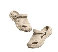Men's Big Size Wide Feet Closed Toe Sandals Summer Soft Foam Cushioned Anti-Slip Breathable Adjustable Strap Slip-On Outdoor Driving Beach Casual Water Shoes(Khaki,9.5 UK)