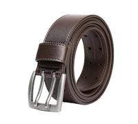 Men's Big & Tall Belt Genuine Leather Reinforced Strap with Double Prong, Brown-37, 68"