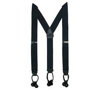 Men's Big & Tall Elastic Button End Dress Braces w Silver Hardware, Navy