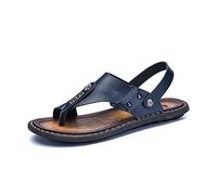 Men's Big Toe Bone Corrector Sandals, PU Leather Open Toe Bale Rails Flip Flops, Comfortable Summer Beach Shoes, for Orthopedic Big Toe Bone Correction Beach Travel ( Color : Navy blue , Size : 9 UK )