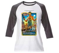 Mens Big Trouble in Little China Raglan T Shirt Jack Burton Pork Chop Express Retro (M) Grey