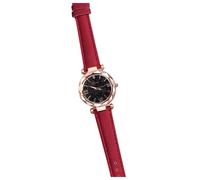 Men's Big Watches Roman Scale Dotted Point Women's Little Belt Watch Women's Watch (Red, One Size)