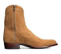 Men's Biker Knight Boots Suede Short Boots Round Toe Riding Shoes Vintage Western Cowboy Style Large Side Zipper Shoes,Khaki,43