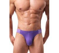 Mens Bikini Briefs, Cotton Low Rise Bikini Tagless Solid Comfortable Elastic Waist Briefs Underwear Male for Gym Sports Running & Home, Purple, XXL