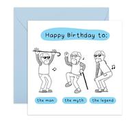 Men's Birthday Card - Man, Myth, Legend - Gifts for Dad, Husband, Grandad, Grandfather, Uncle, Friends, BFF, Family, Retired, Seniors - Funny Dancing - Comes with Stickers