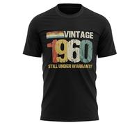 Mens Birthday T Shirt Born in 1960 Still Under Warranty Funny Vintage Great Grandad Dad 65 Year Old Tee Top 65th Gift, XXL, Black