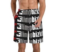 Men's Bizkit Rap Rock Limp Band Casual Beach Shorts Full-Color Printing Quick Dry Swim Trunks Sports Casual Lightweight Skin-Friendly Shorts with Pockets S Black