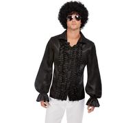 Smiffys 60's Ruffled Shirt, Black (Size L)