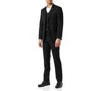 Mens Black 3 Piece Business Suit Smart Casual Classic Tailored Fit Office Work Formal[SUIT-JROSS-BLACK-54,UK/US 54 EU 64,Trouser 48"]