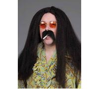 Mens Black 70s Hippy Wig