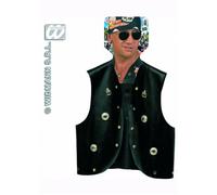 Mens Black 80s Punk Rocker Biker Waistcoat