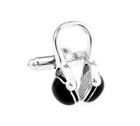 Men's Black and Silver Music Listening DJ Headphone Rock Headset Cufflinks