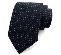 Men's Black and White Silk Tie Jacquard Woven Pin Dot Textured Slim Cut Working Neckties Boys