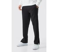 Mens Black Basic Regular Fit Split Hem Jogger, Black L