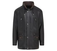 Men's Black Brown Classic Soft Italian Leather Overcoat Parka Jacket Coat