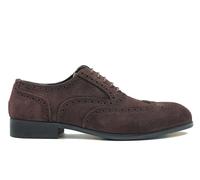 Mens Black Brown Real Suede Leather Wing Tip Full Brogue Lace Up Oxford Shoes [DF8211-K11-BLACK-7UK]