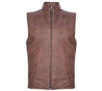 Mens Black Brown Reversible Leather Puffer Body Warmer Padded Waistcoat Gilet M