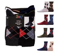 Mens Black Colour Heel and Toe Socks - 12 Pack - Comfortable, Everyday, Cotton Rich Breathable Socks - Mens UK Shoe Size 6-11 (Dark Colour Argyle)