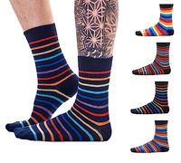 Mens Black Colour Heel and Toe Socks - 12 Pack - Comfortable, Everyday, Cotton Rich Breathable Socks - Mens UK Shoe Size 6-11 (Bright Stripes)