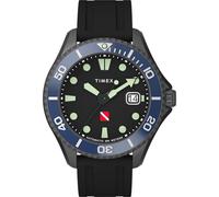 タイメックス Men's Black Dial Stainless Steel Mineral Glass Automatic Philippine Watch Brand Tiburón, Black, Modern