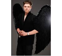 Mens Black Feather Extra Large Gothic Fancy Dress Angel Cosplay Wings XL 120cm