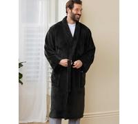 Men's Black Fleece Dressing Gown - Size: XL - Savile Row Company