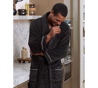 Men's Black Fleece Rope Edge Dressing Gown - Size: XL - Savile Row Company