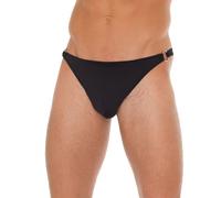 Mens Black G-String With Metal Hoop Connectors