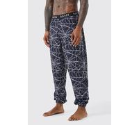 Mens Black Halloween Spider Web Print Lounge Joggers, Black S