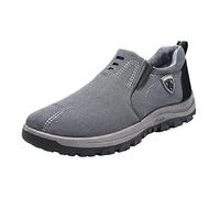 Men's Black Hiking Shoes, Slip-On Safety Walking Shoes, Suede Trekking Shoes, Wide Feet, Street Shoes, Stylish and Beautiful Sports Shoes, Casual Jogging Shoes, Wide Travel Shoes, gray, 7 UK