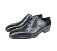 Men's Black Lace-Up Oxford Shoes Formal Leather Wedding Prom Tuxedo Breathable Comfortable Dress Shoes(7 UK)