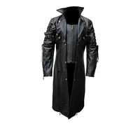 Men's Black Leather Goth Matrix Trench Coat - Steampunk Gothic Style Jacket (UK, Alpha, M, Regular, Regular, Black)