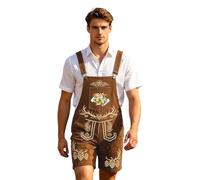 Men's Black Leather Trousers with Braces Traditional Trousers with Beer Pattern Vintage Comfortable Oktoberfest Trousers Regular Wide Leather Trousers for Bavarian Folk Festivals