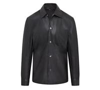 Mens Black Leather Trucker Western Unlined Shirt Jacket