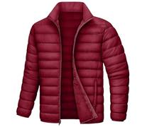 Men's Black Lightweight Puffer Jacket, Stand Collar ZipFront Quilted Coat, Warm Packable Down Alternative Outerwear for Autumn Winter Casual & Outdoor Wear
