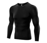 Men's Black Long-Sleeved Compression Top - [Medium] Tight Fit Body Shaper and Base Layer Gym Clothes for Men. Moisture-Wicking, Anti-Odour Fabric for Ultimate Performance and Comfort.