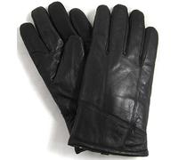 Mens Black Luxury Genuine Leather Gloves with Sheepskin Wool Lining by SNUGRUGS - Medium (9") - Large (9.5")