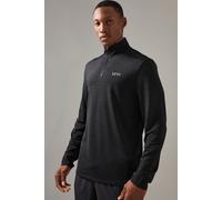 Mens Black Man Active Breathable Regular Fit Marl 1/4 Zip Top, Black 2XL