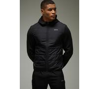 Mens Black Man Active Lightweight Quilted Zip Through Regular Fit Hoodie, Black L