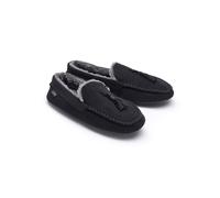 Men's Black Microsuede Moccasin Slippers - Size: 10 - Savile Row Company