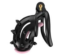 Men's Black Mystery Protective Cage Safety Cage (Arc Ring) with Removable Silicone Spikes That Won't give Away The Innocence and Secrets That are Yours (UKA171) (Black, C7B)