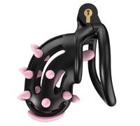Men's Black Mystery Protective Cage Safety Cage (Arc Ring) with Removable Silicone Spikes That Won't give Away The Innocence and Secrets That are Yours (UKA171) (Pink, C7B)