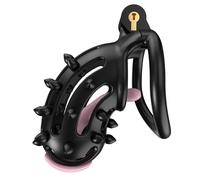 Men's Black Mystery Protective Cage Safety Cage (Arc Ring) with Removable Silicone Spikes That Won't give Away The Innocence and Secrets That are Yours (UKA171) (Black, B7B)