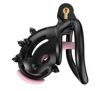 Men's Black Mystery Protective Cage Safety Cage (Arc Ring) with Removable Silicone Spikes That Won't give Away The Innocence and Secrets That are Yours (UKA171) (Black, D7B)